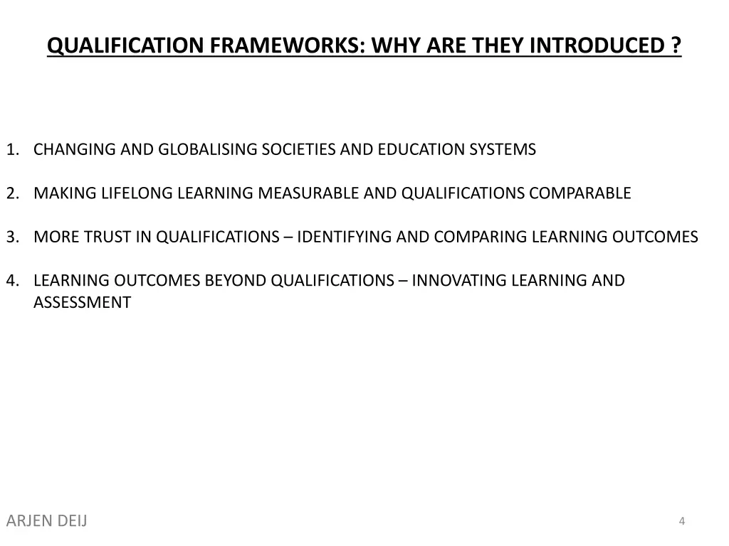 qualification frameworks why are they introduced