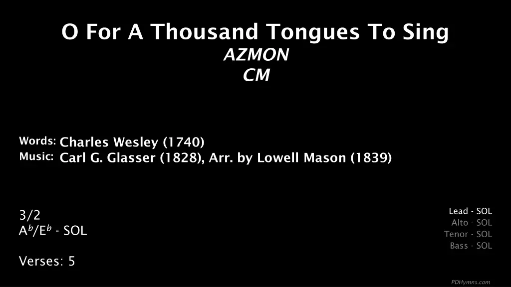 o for a thousand tongues to sing azmon cm
