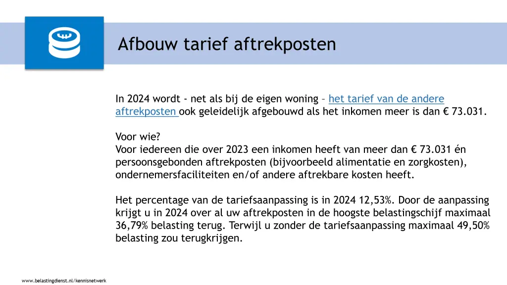 afbouw tarief aftrekposten