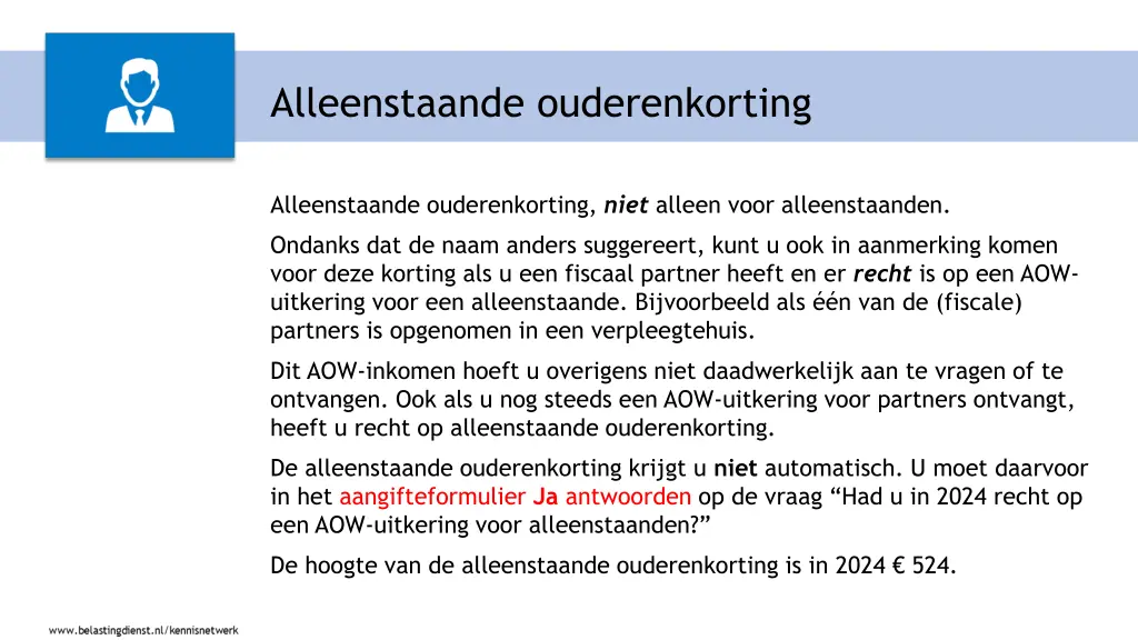 alleenstaande ouderenkorting