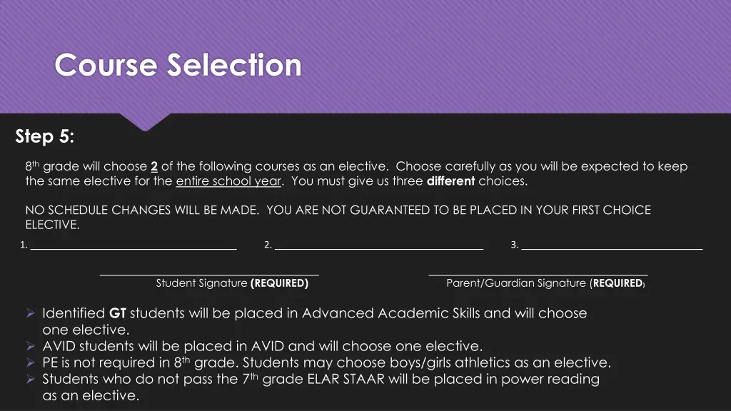 course selection 1