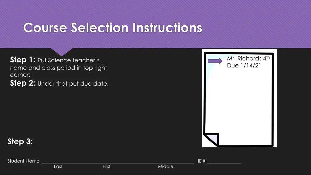 course selection instructions