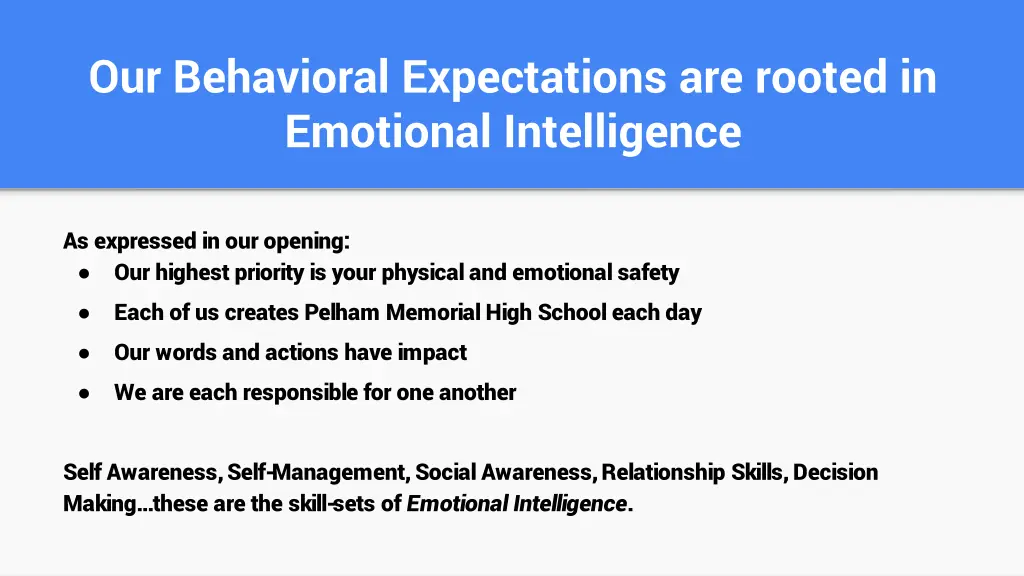 our behavioral expectations are rooted