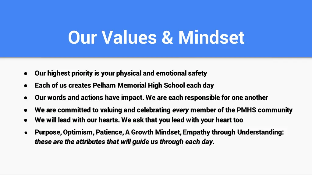 our values mindset