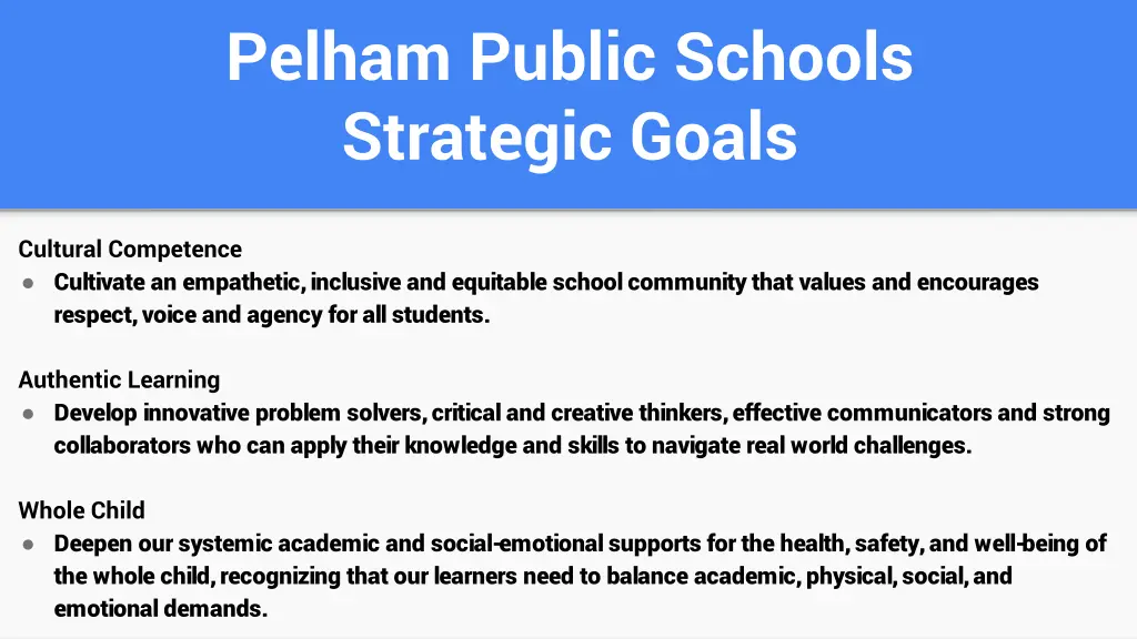 pelham public schools strategic goals