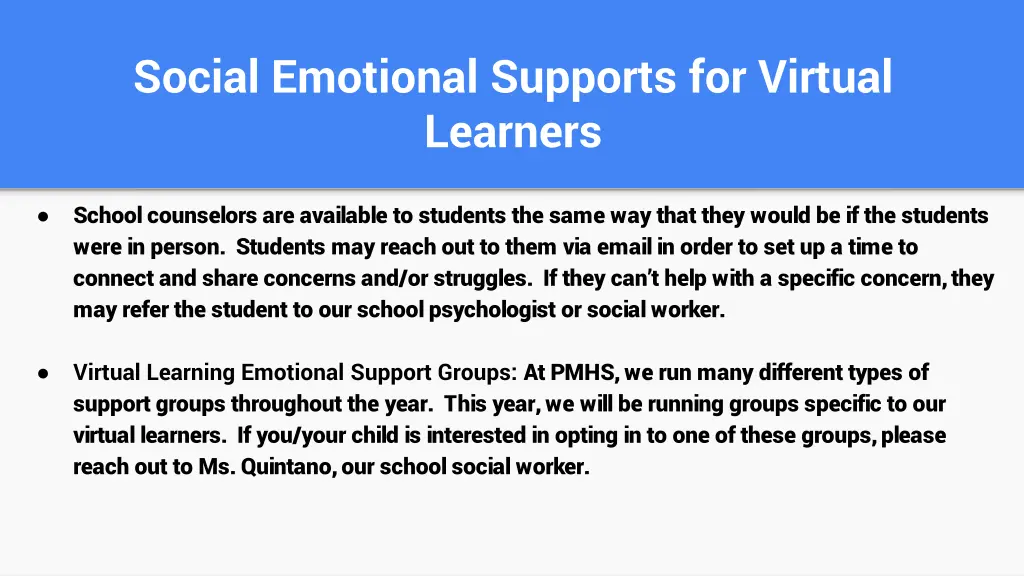 social emotional supports for virtual learners