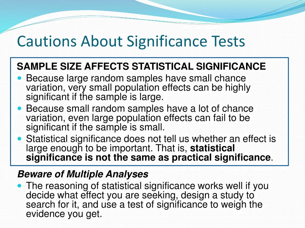 cautions about significance tests 1