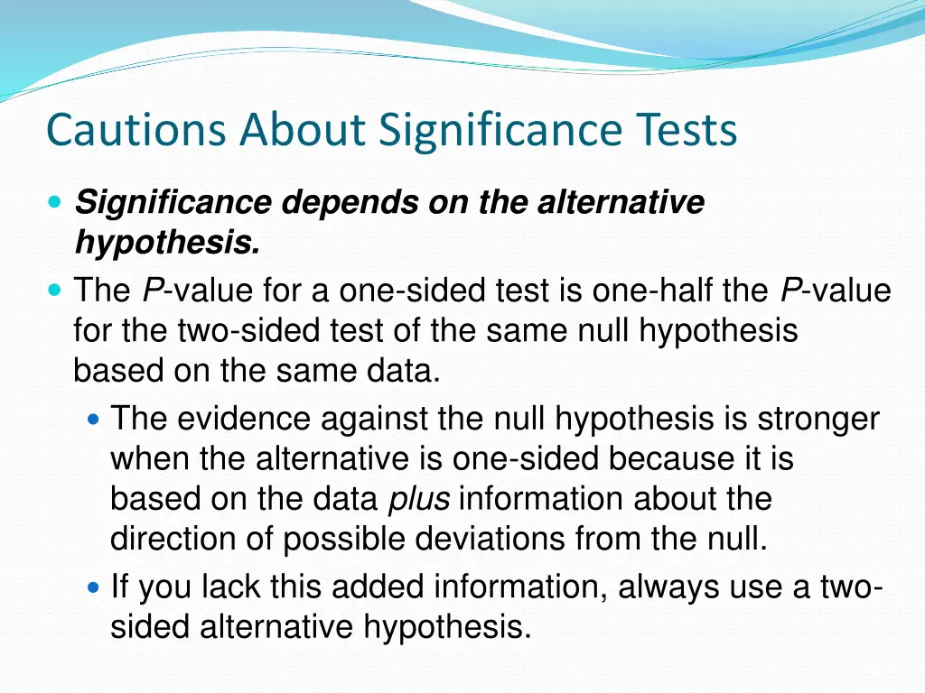 cautions about significance tests