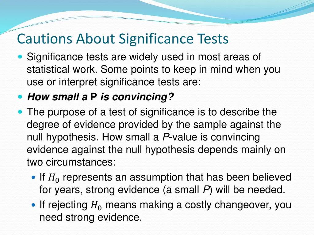 cautions about significance tests significance