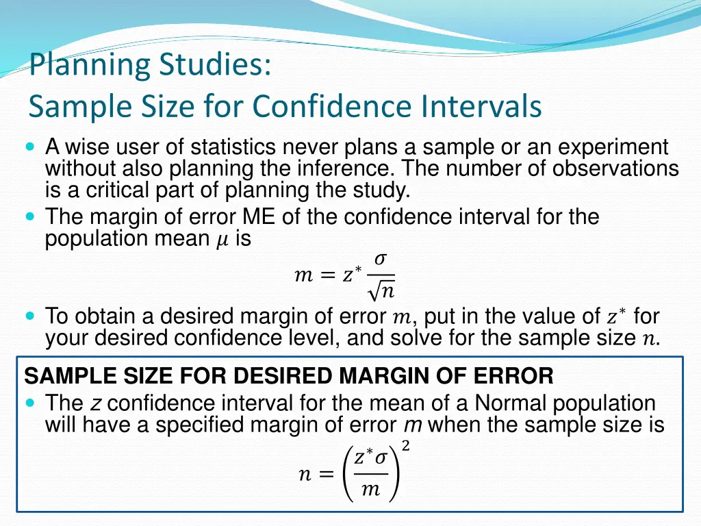 planning studies sample size for confidence