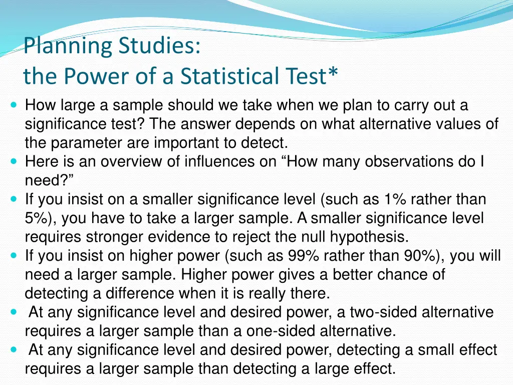 planning studies the power of a statistical test 3