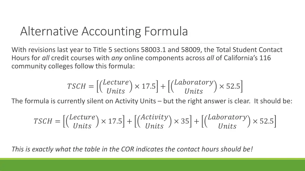 alternative accounting formula