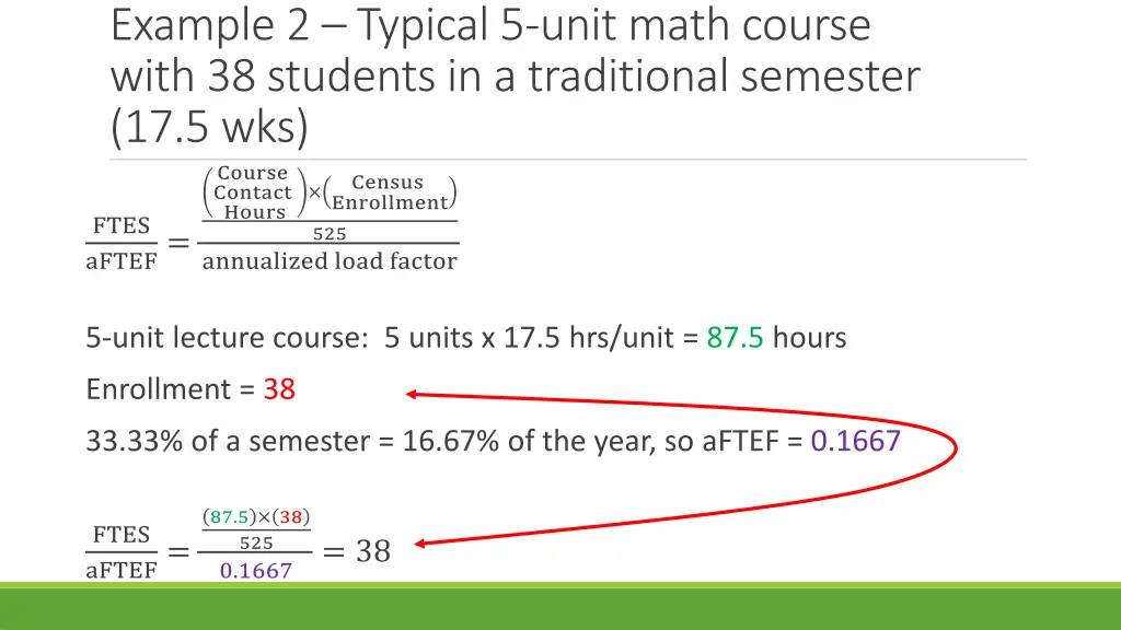 example 2 typical 5 unit math course with