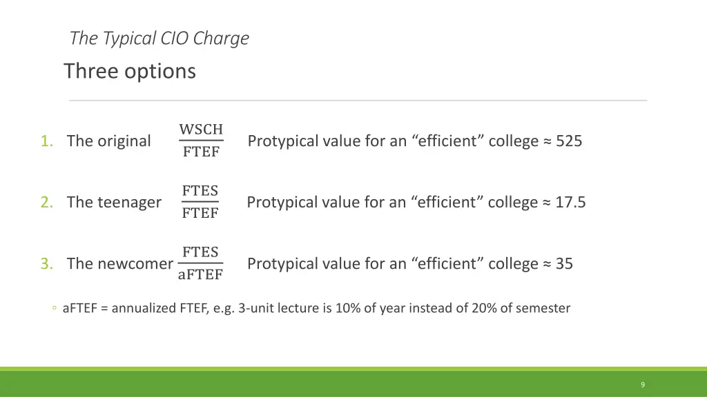 the typical cio charge three options