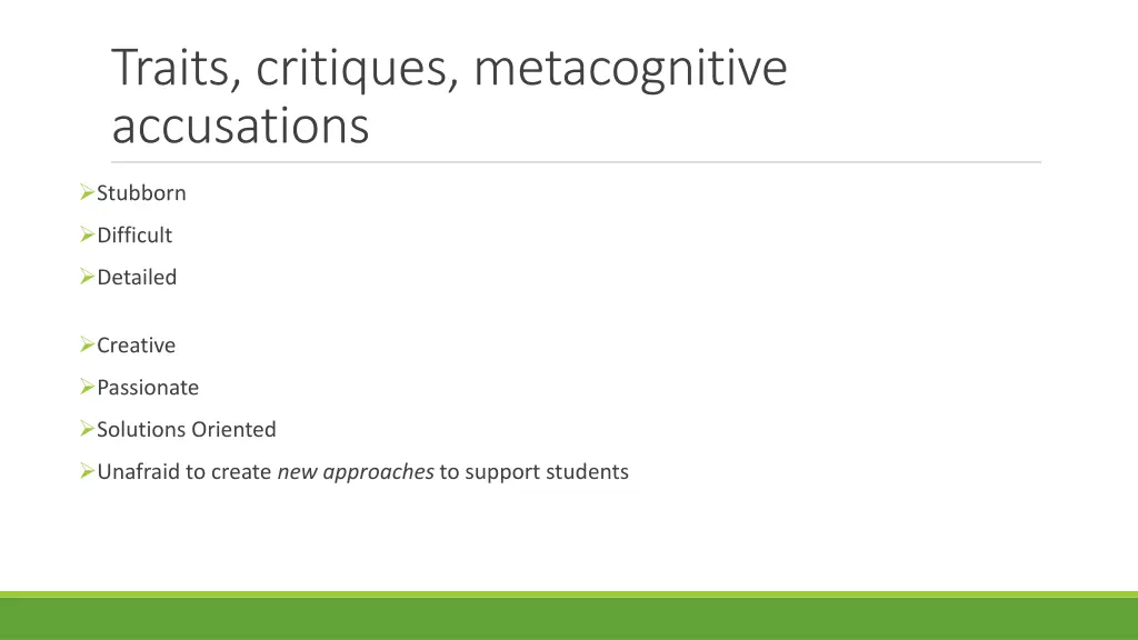 traits critiques metacognitive accusations