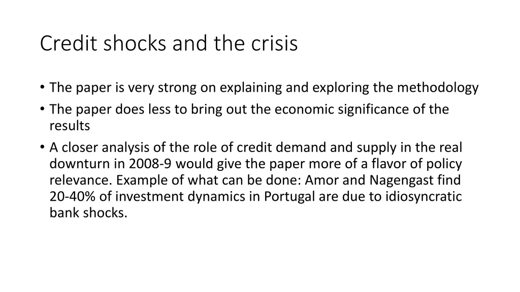 credit shocks and the crisis