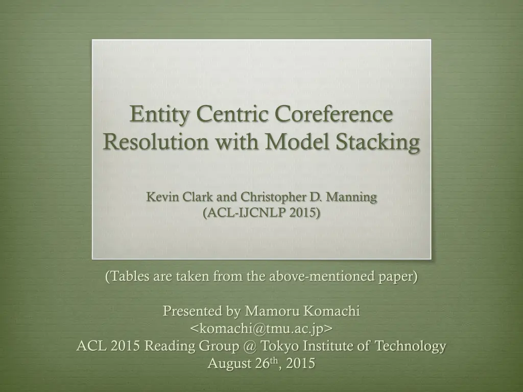 entity centric coreference resolution with model