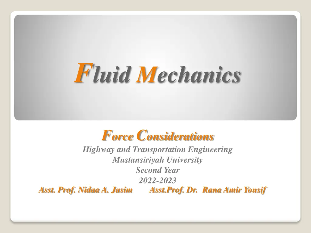 f luid mechanics