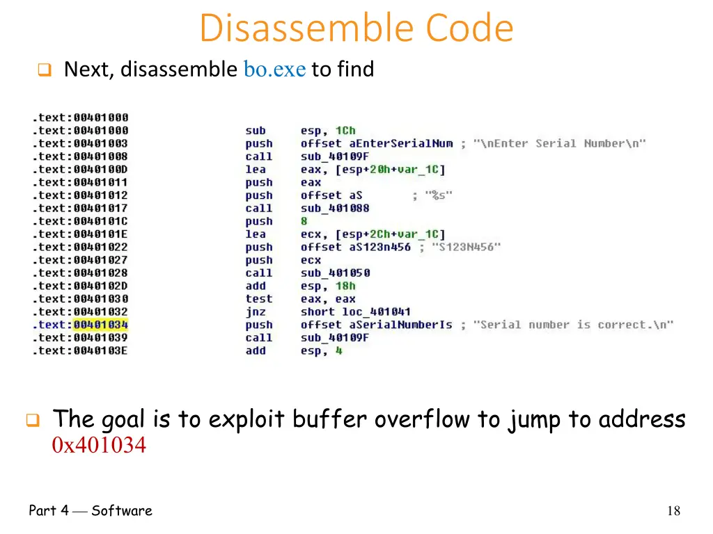 disassemble code