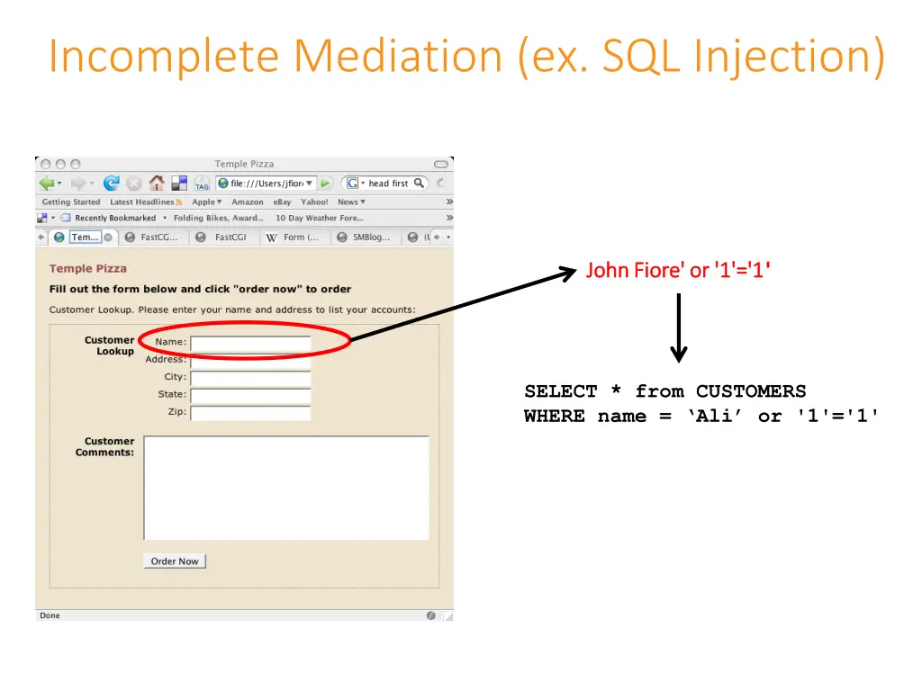 incomplete mediation ex sql injection 1