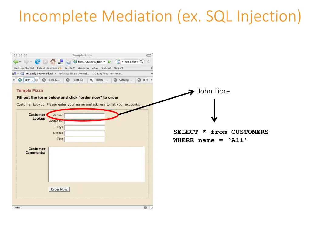 incomplete mediation ex sql injection