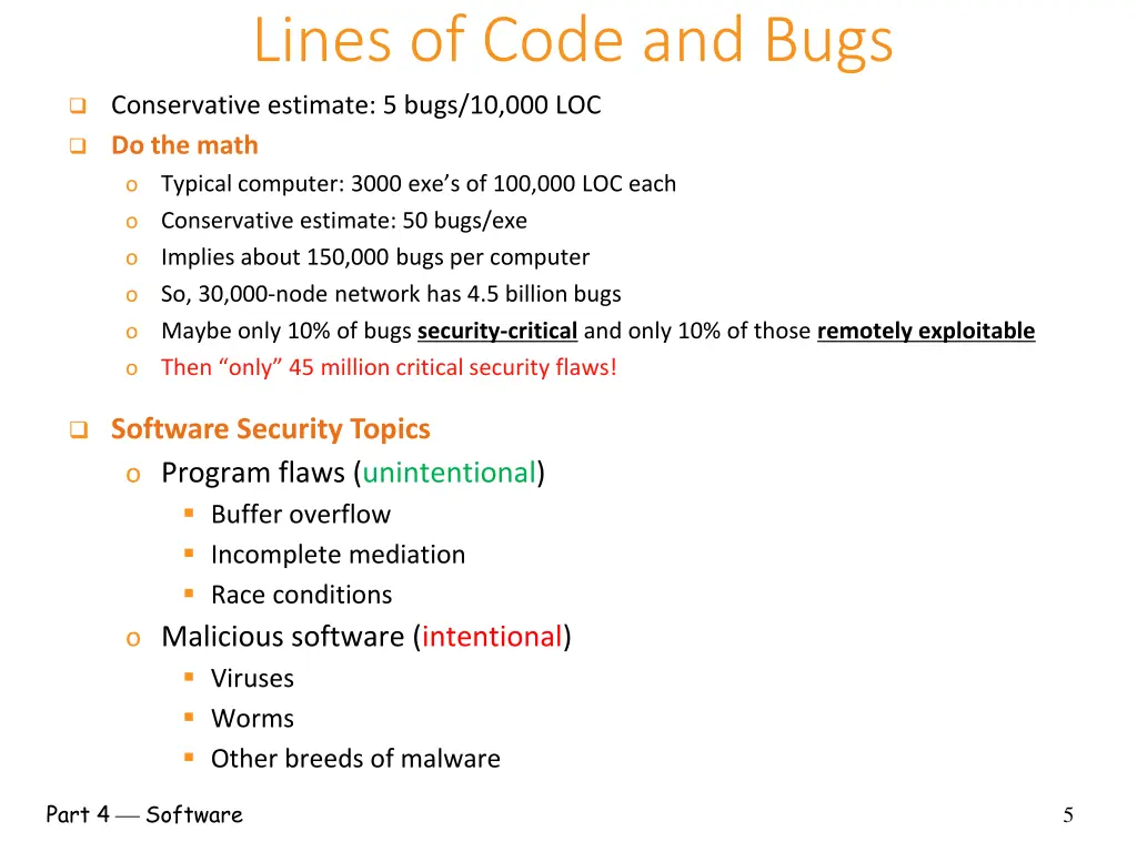 lines of code and bugs