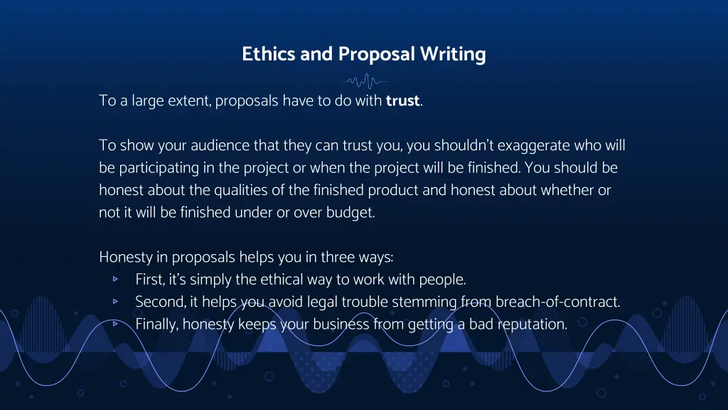ethics and proposal writing