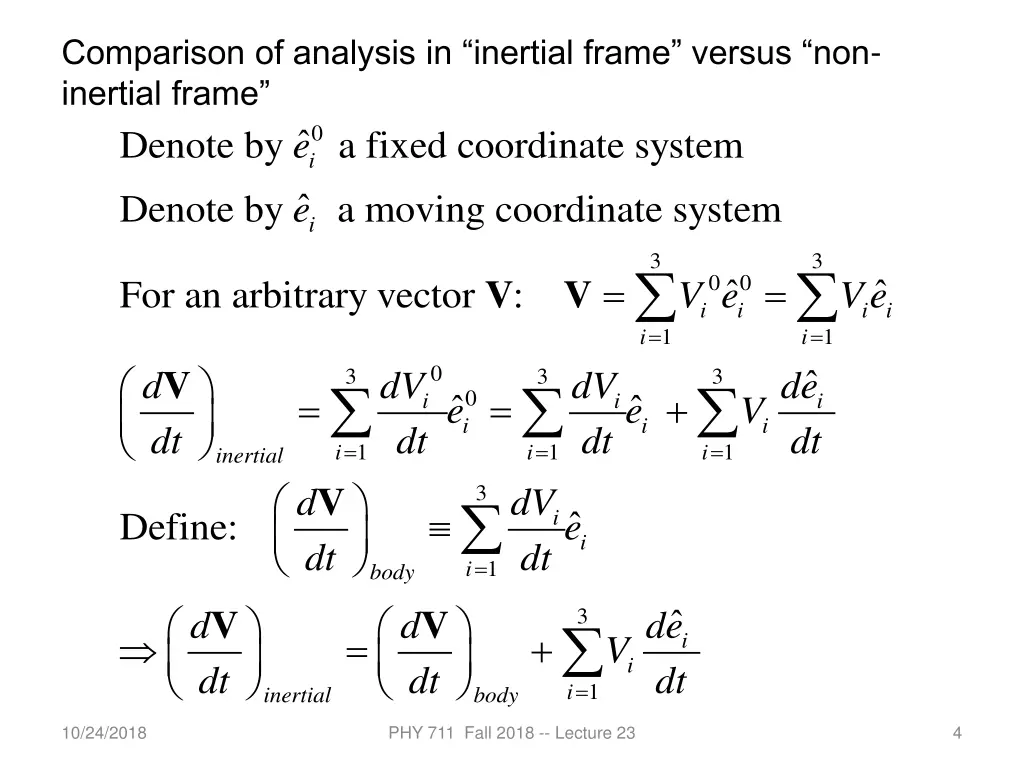 comparison of analysis in inertial frame versus