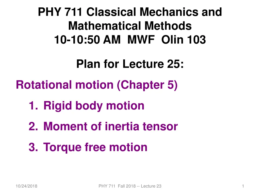 phy 711 classical mechanics and mathematical