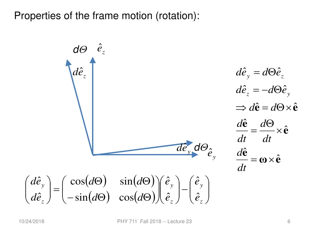 properties of the frame motion rotation