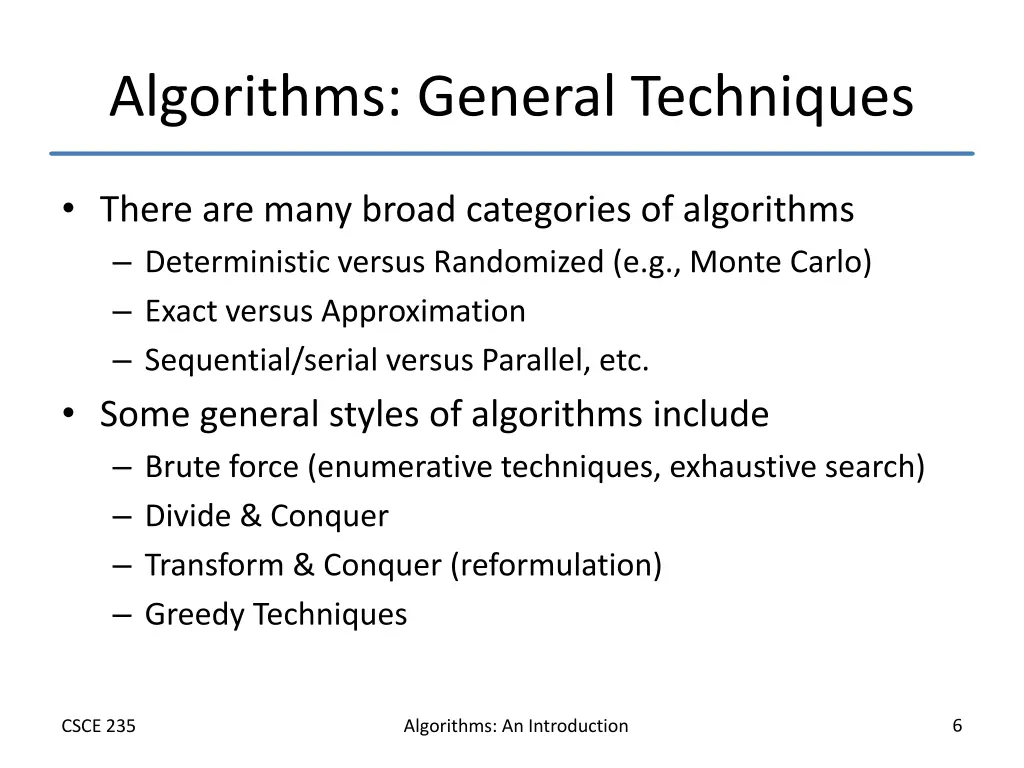 algorithms general techniques