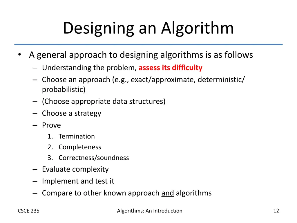designing an algorithm