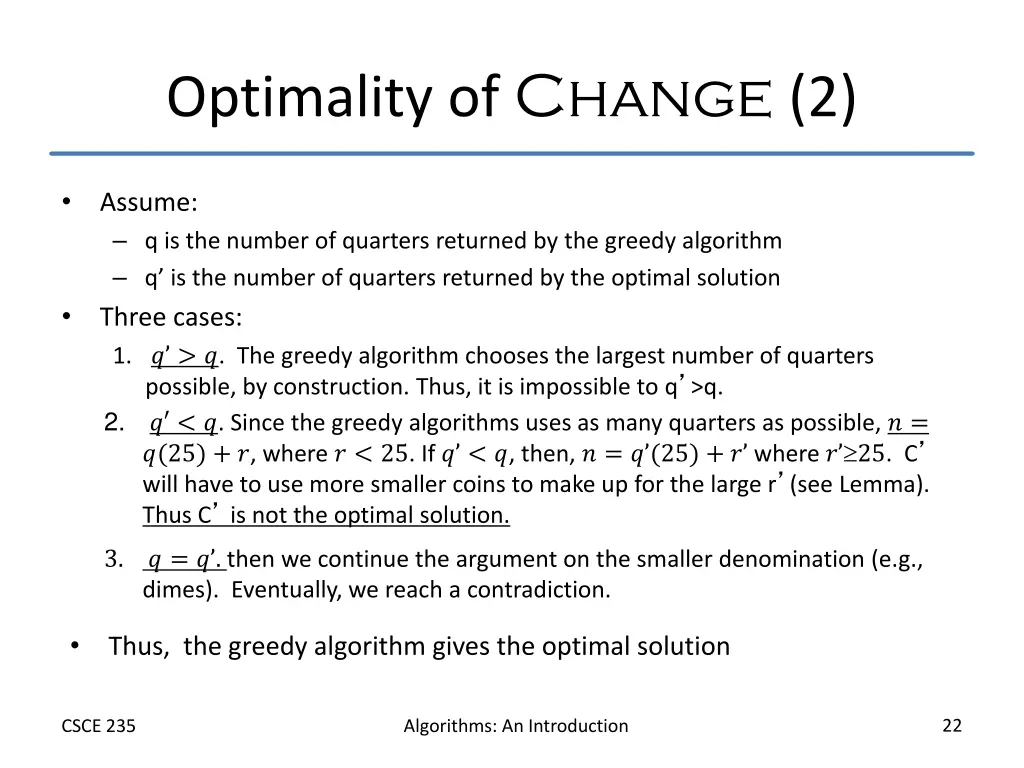 optimality of change 2