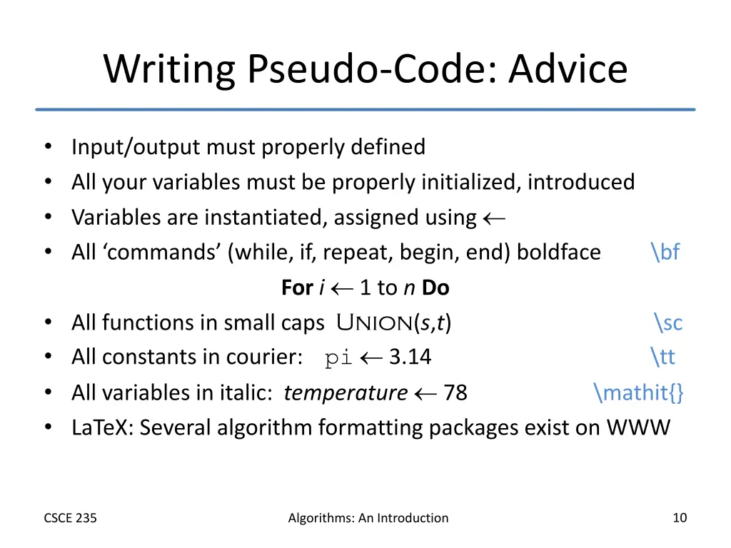 writing pseudo code advice
