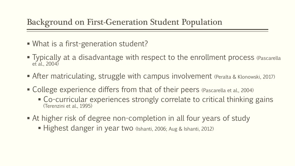 background on first generation student population