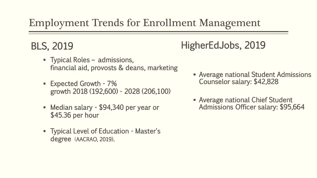 employment trends for enrollment management