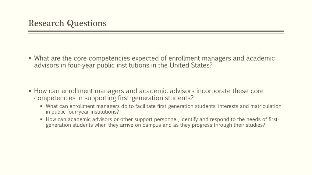 research questions