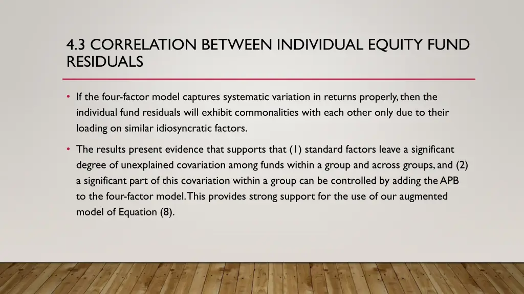4 3 correlation between individual equity fund