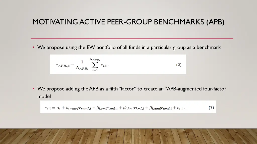 motivating active peer group benchmarks apb