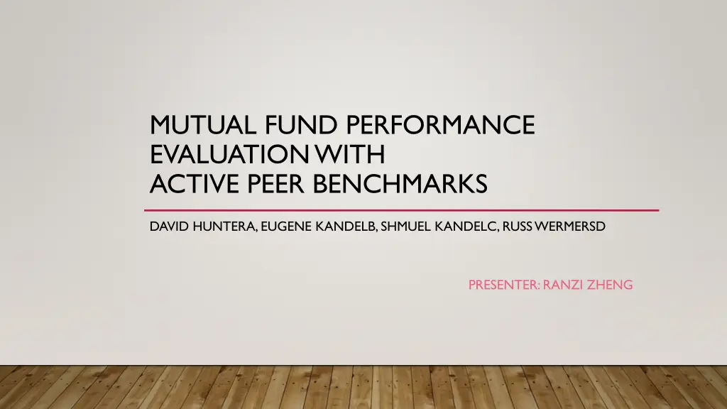 mutual fund performance evaluation with active