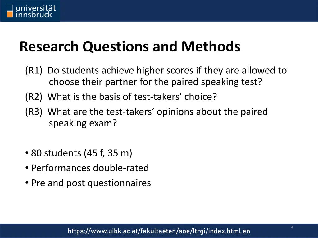 research questions and methods