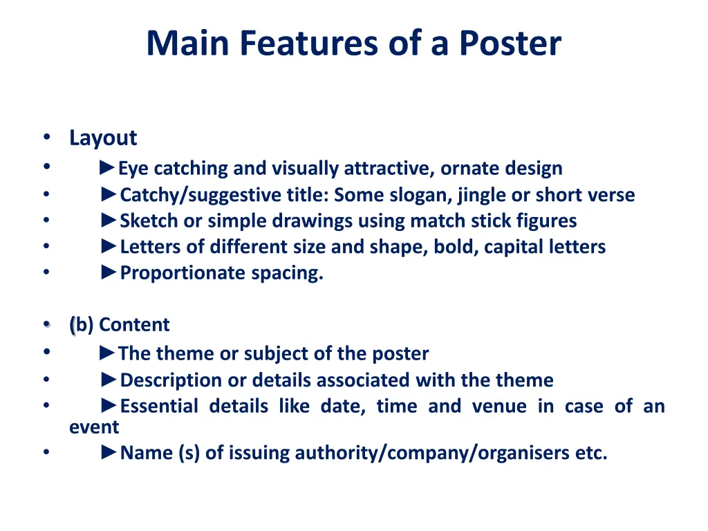 main features of a poster