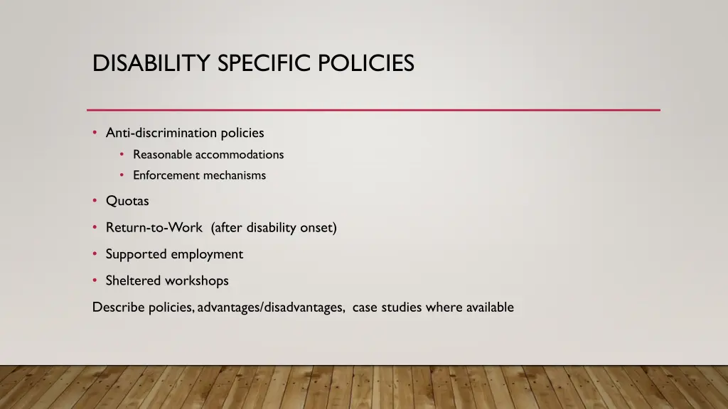 disability specific policies