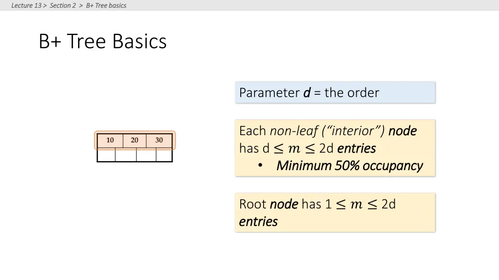 lecture 13 section 2 b tree basics lecture 1