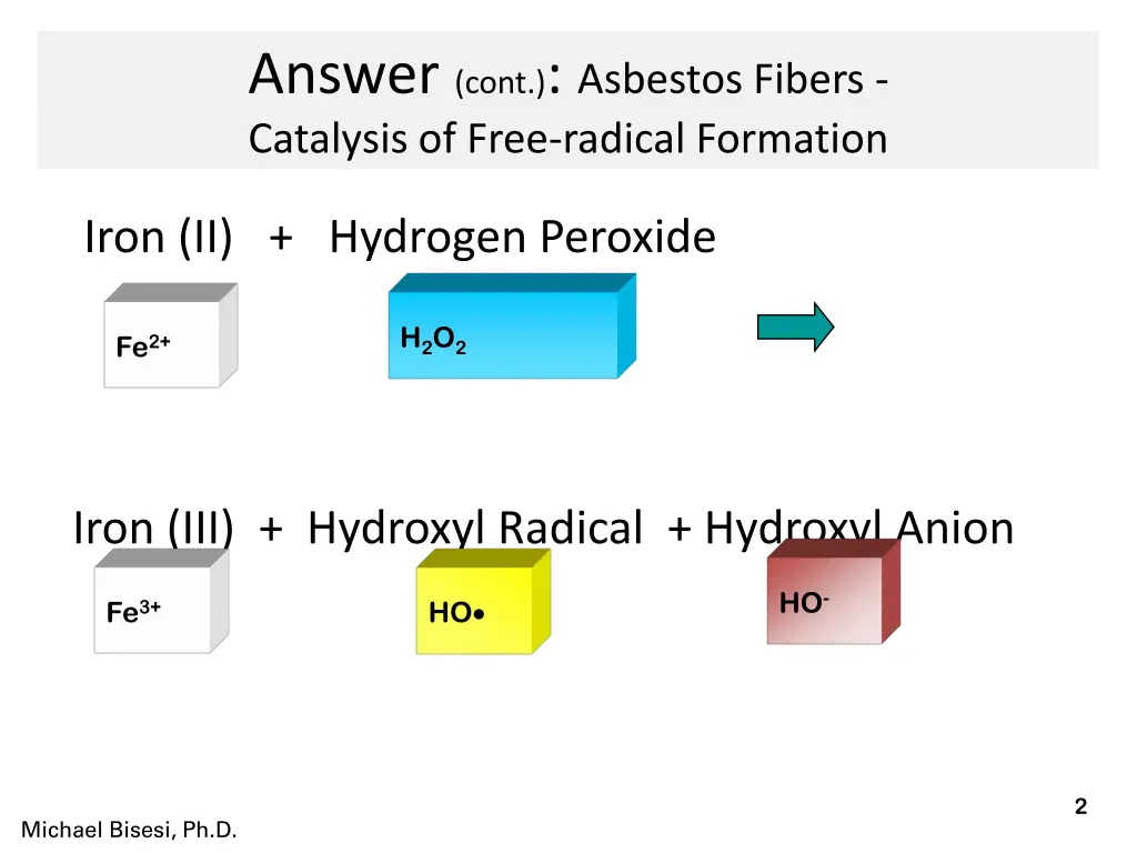 answer cont asbestos fibers catalysis of free