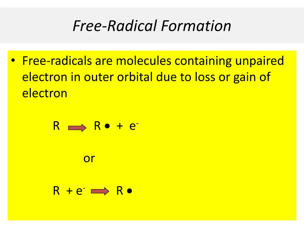 free radical formation
