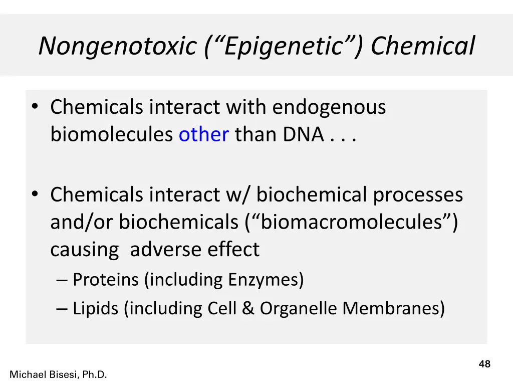 nongenotoxic epigenetic chemical
