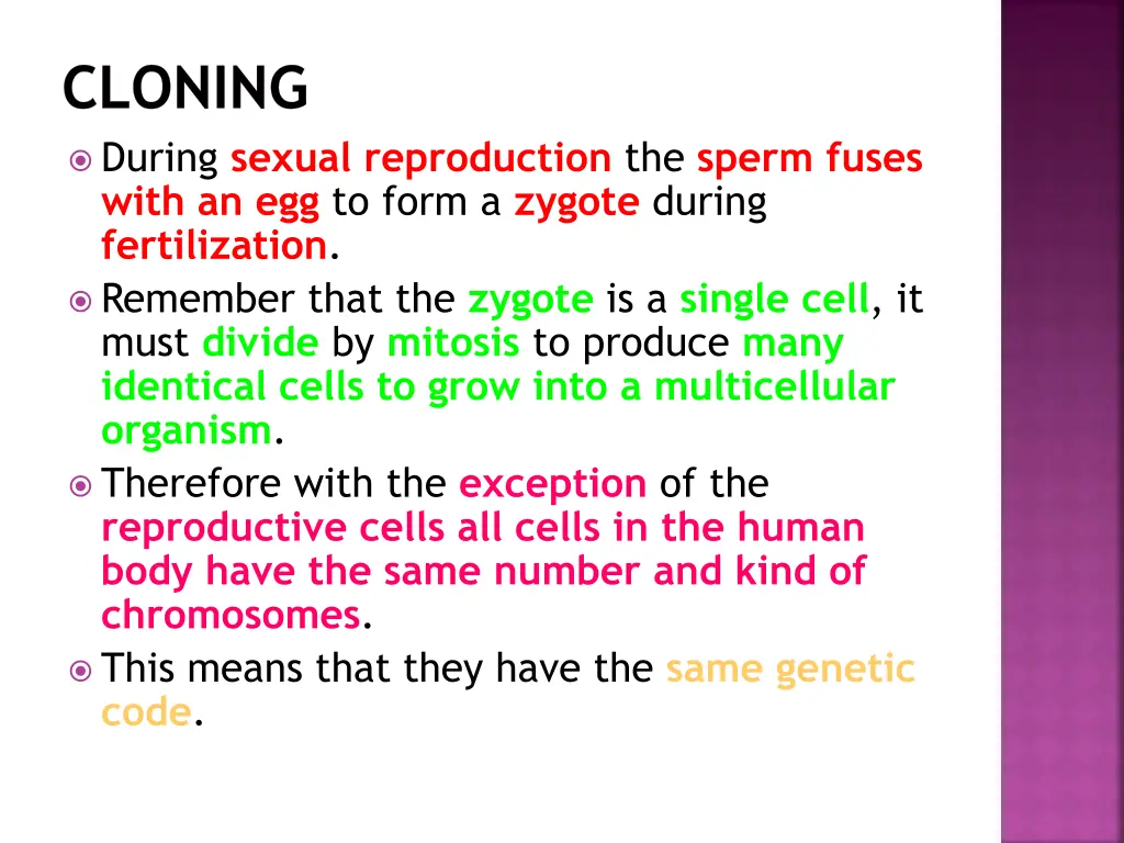 cloning during sexual reproduction the sperm