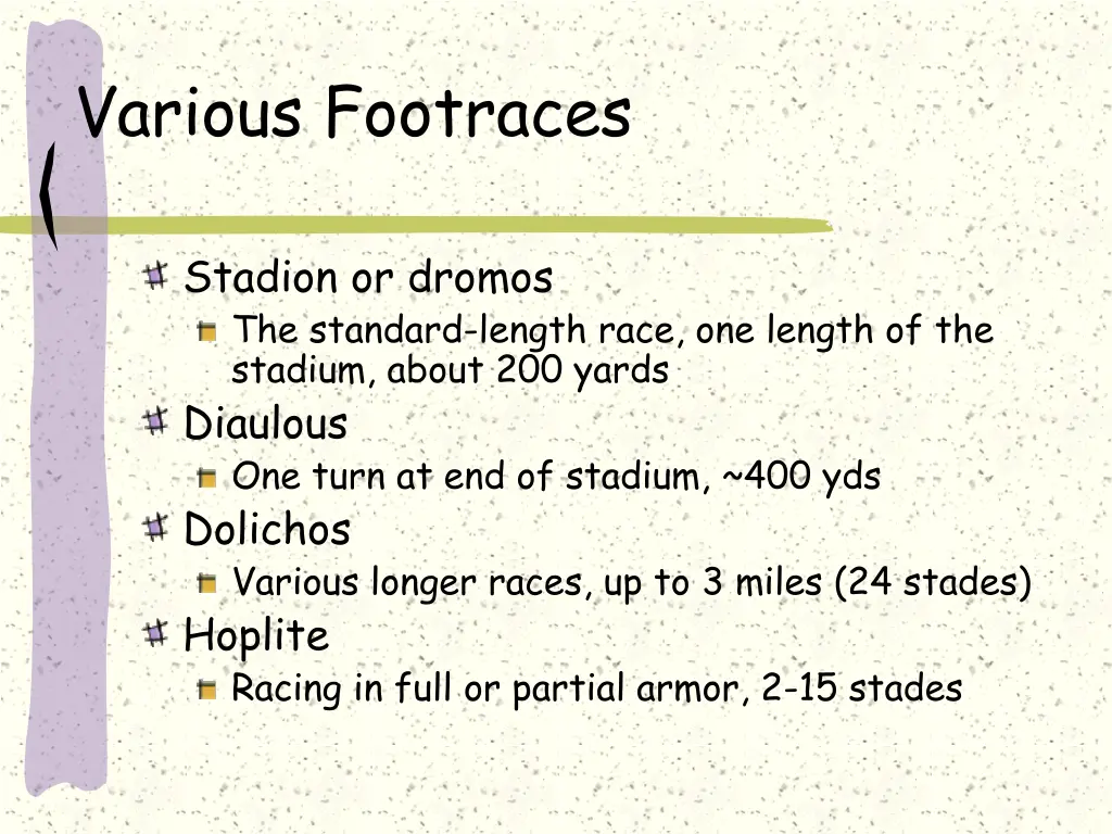 various footraces