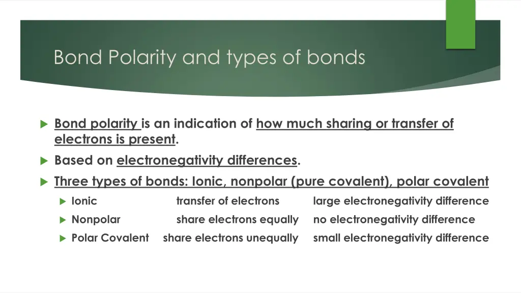 bond polarity and types of bonds